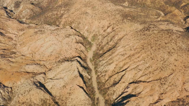 CABO PULMO BCS MEXICO-2021: Winding Dry Riverbed in Arid Desert Landscape