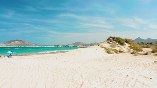 Descending View of Sandy Beach and Dunes