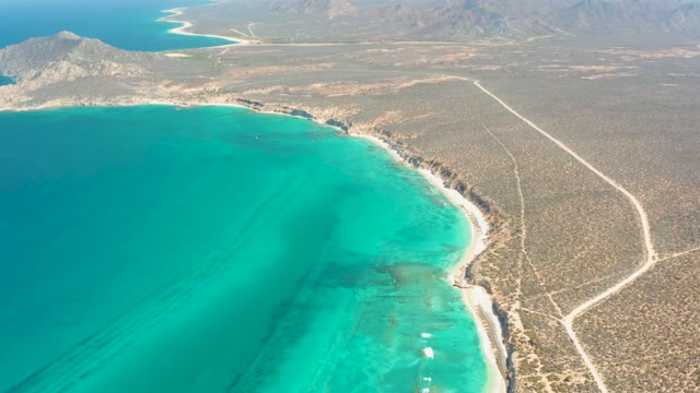 Desert Coast with Turquoise Ocean From Above