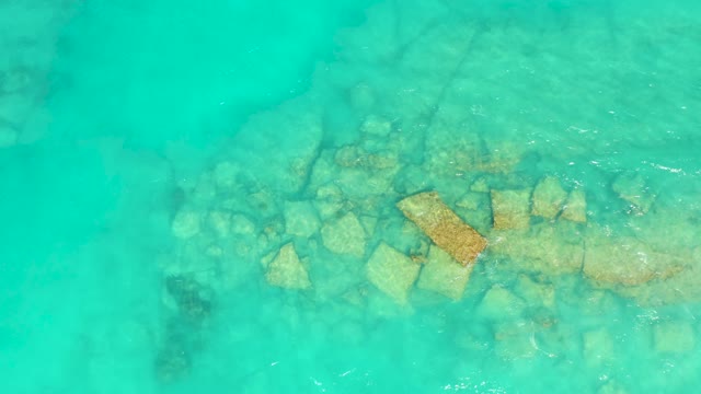 CABO PULMO BCS MEXICO-2021: Gentle Ocean Currents Over Clear Turquoise Water and Rocks
