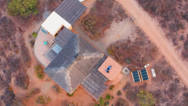 CABO PULMO BCS MEXICO-2021: House with Solar Panels in Arid Landscape
