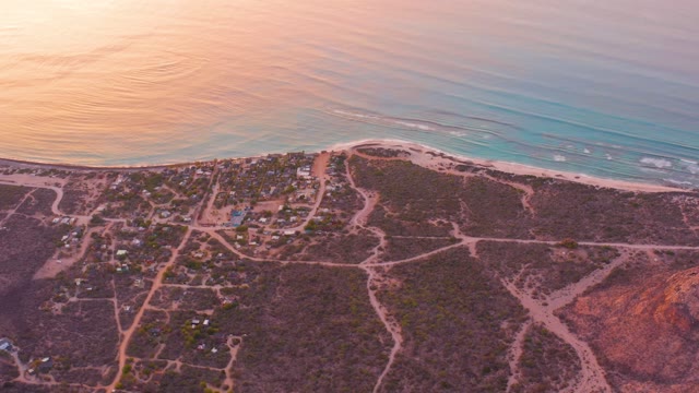 CABO PULMO BCS MEXICO-2021: Coastal Sunset Over Dry Terrain with Dirt Roads