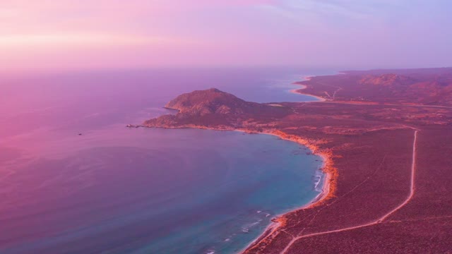CABO PULMO BCS MEXICO-2021: Coastal Bay at Dusk with Arid Shoreline