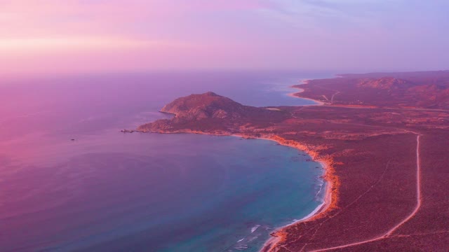 CABO PULMO BCS MEXICO-2021: Coastal Bay at Dusk with Arid Shoreline