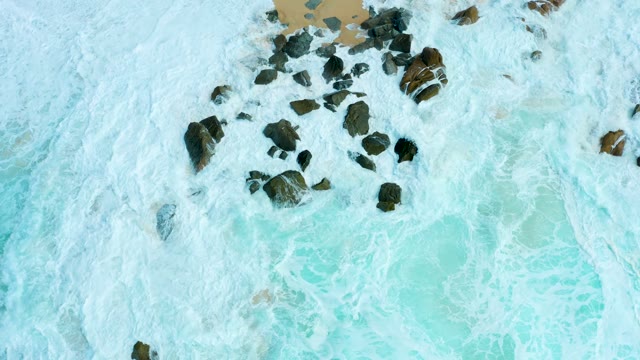 MARQUIS LOS CABOS BCS MEXICO-2021: Ocean Waves Receding From Rocky Shoreline