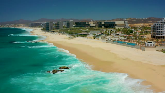 DREAMS LOS CABOS BCS MEXICO-2021: Tropical Beach Waves and Resort Buildings