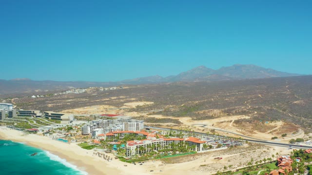 DREAMS LOS CABOS BCS MEXICO-2021: Aerial View of Beach, Highway, and Mountain Range
