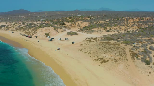 SHIPWRECKS LOS CABOS BCS MEXICO-2021: Beach Dunes with Parked Vehicles and Ocean Waves