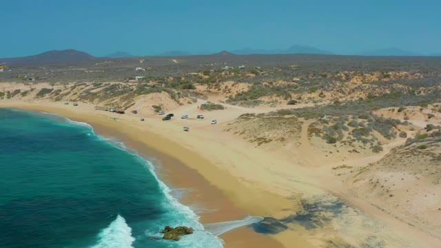 SHIPWRECKS LOS CABOS BCS MEXICO-2021: Tide Receding Along Sandy Beach with Ocean Waves
