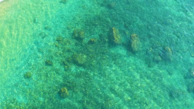 SHIPWRECKS LOS CABOS BCS MEXICO-2021: Overhead View of Shallow Turquoise Water and Rocky Seabed