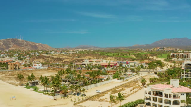 CAMPESTRE SAN JOSE DEL CABO BCS MEXICO-2021: Aerial View of Coastal Road with Moving Car
