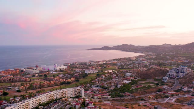 SAN JOSE DEL CABO MEXICO-2021: Coastal Town and Ocean at Sunset
