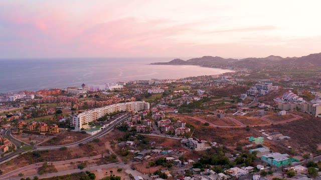 SAN JOSE DEL CABO MEXICO-2021: Coastal Town and Ocean at Dusk