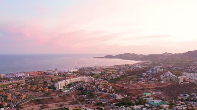 SAN JOSE DEL CABO MEXICO-2021: Coastal Town and Ocean at Sunset