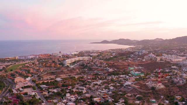SAN JOSE DEL CABO MEXICO-2021: Coastal Town Traffic at Dusk