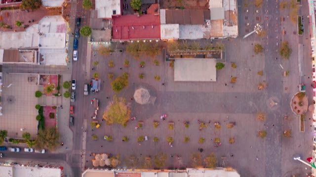 SAN JOSE DEL CABO MEXICO-2021: Overhead View of City Plaza and Surrounding Buildings