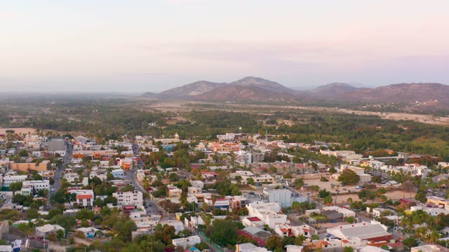 SAN JOSE DEL CABO MEXICO-2021: Suburban Homes and Streets with Mountain Background