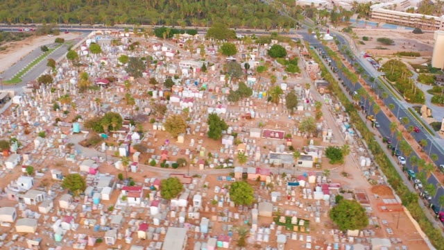 SAN JOSE DEL CABO MEXICO-2021: Cemetery with Numerous Tombs and Surrounding Roads