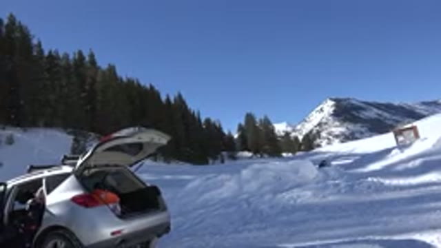 CRESTED BUTTE COLORADO-2015: A Car Is Open In A Snowy Mountain During A