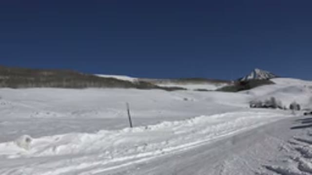 CRESTED BUTTE COLORADO-2015: Road Completely Covered With Ice Stopped Being Seen