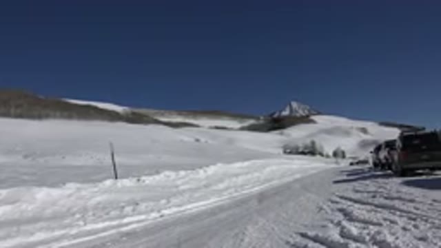 CRESTED BUTTE COLORADO-2015: Beautiful Secluded Snowy Mountain Scene Panning To