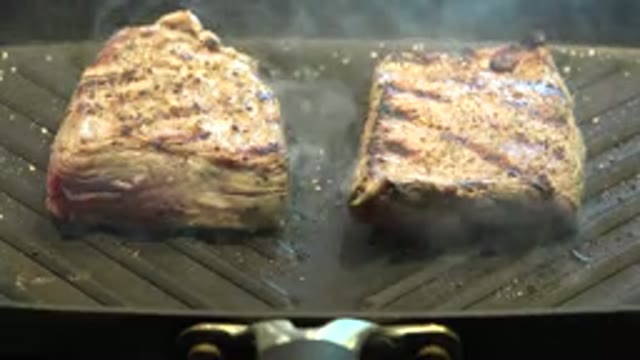 WESTMINSTER COLORADO-2015: Seasoned Skirt Steak Cooking on Gray Indoor Nonstick Grill