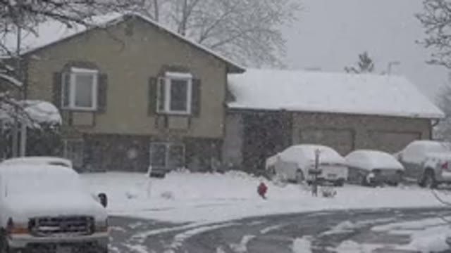 WESTMINSTER COLORADO-2015: Cars Snowing Home Windows Roof Street Trees Winter