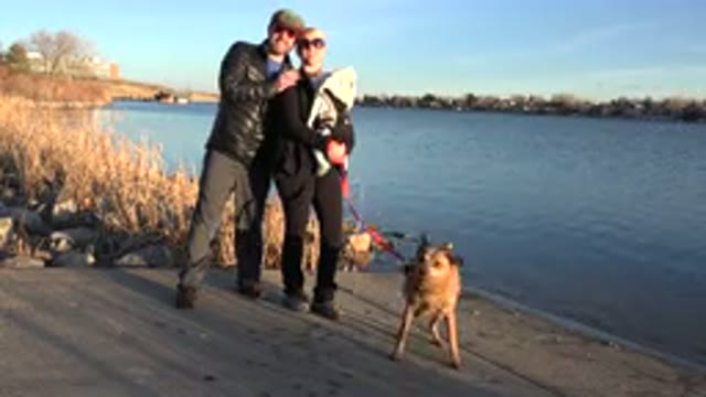 WESTMINSTER COLORADO-2015: Happy Couple Takes a Picture While Walking Near Lake
