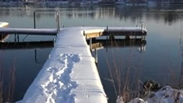 WESTMINSTER COLORADO-2015: Lookout Dock Covered in Snow on Cold Winter Sunny Day