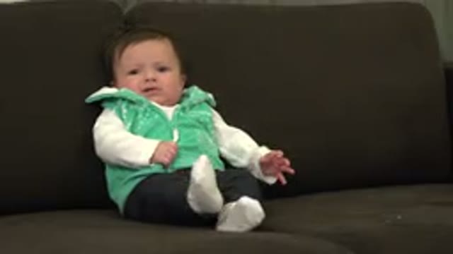 WESTMINSTER COLORADO-2015: Baby Sitting On The Sofa Restlessly Moving His Arms