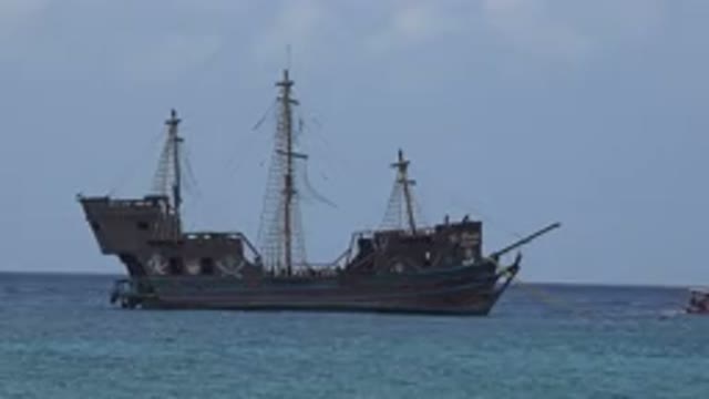 PLAYA DEL CARMEN MEXICO-2015: Sailing Ship Pulled By A Tug