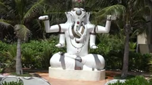 PLAYA DEL CARMEN MEXICO-2015: White Colored Statue of Antipathy Made of Marble