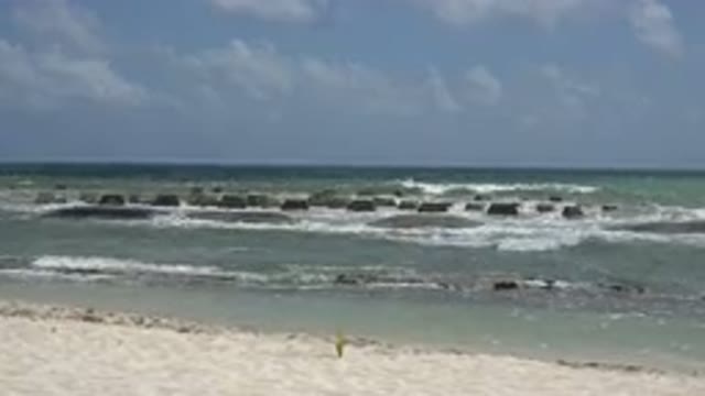 PLAYA DEL CARMEN MEXICO-2015: Ocean Showing the Tidal Zone with Waves Coming