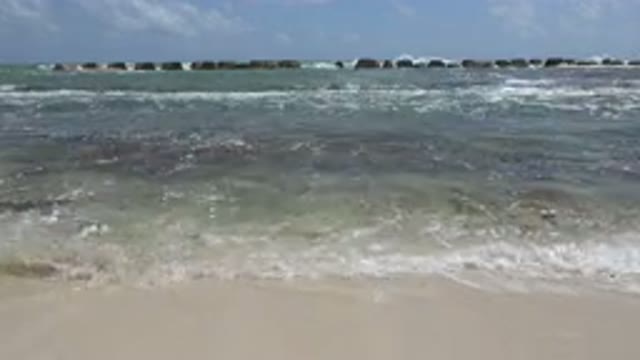 PLAYA DEL CARMEN MEXICO-2015: A Beautiful Beach With Waves Of Ocean Are Striking