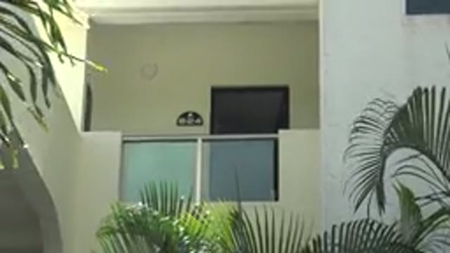 PLAYA DEL CARMEN MEXICO-2015: Multiple Story House With White Stucco And Palm Trees