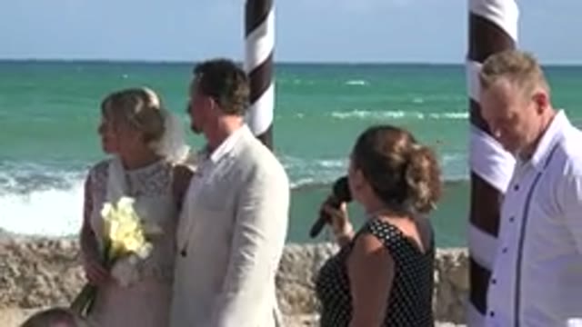 PLAYA DEL CARMEN MEXICO-2015: Couple Marriage Shore Beach Daytime