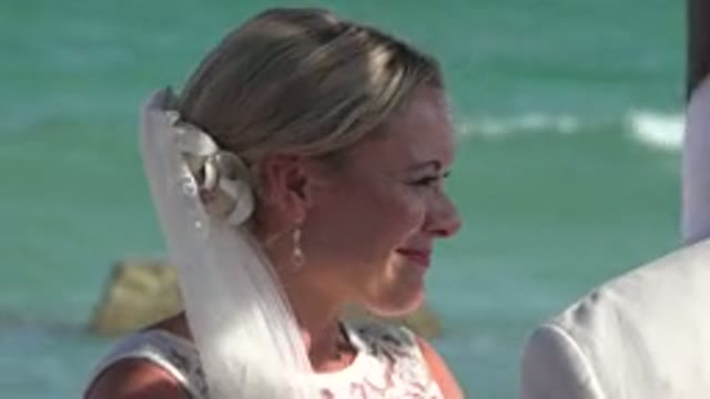 PLAYA DEL CARMEN MEXICO-2015: Bride Attentively Listens To A Speech Made During