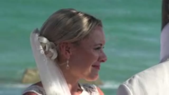 PLAYA DEL CARMEN MEXICO-2015: Wedding Near The Ocean Happy Celebration Wife