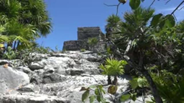 TULUM MEXICO-2015: Tropical View From A Sandy Climb