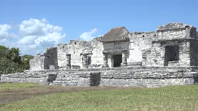 TULUM MEXICO-2015: Young Girl Explores Ancient Mayan Ruins