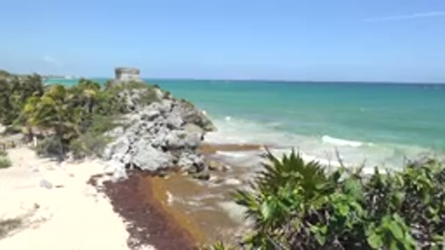 TULUM MEXICO-2015: Beach With Blue Water Calm And White Sand Is A Great Option