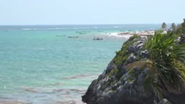 TULUM MEXICO-2015: Amazing Sunny Beach Day Down By The Island