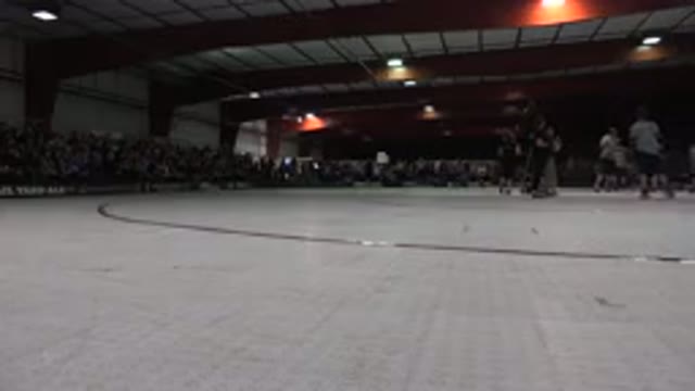 DENVER COLORADO-2015: Skaters Skating On Red And White Rink