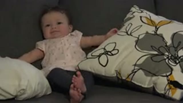 WESTMINSTER COLORADO-2015: Baby Sitting On A Sofa With Pillows And Cushions