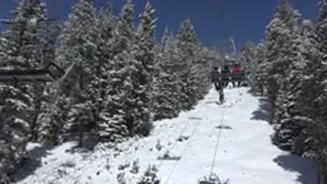 KEYSTONE COLORADO-2015: A Few People Going Up A Mountain To Use Their Snowboards