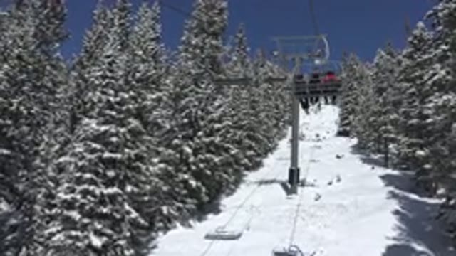 KEYSTONE COLORADO-2015: People Going On A Ski Trip Up The Large Snowy Hill