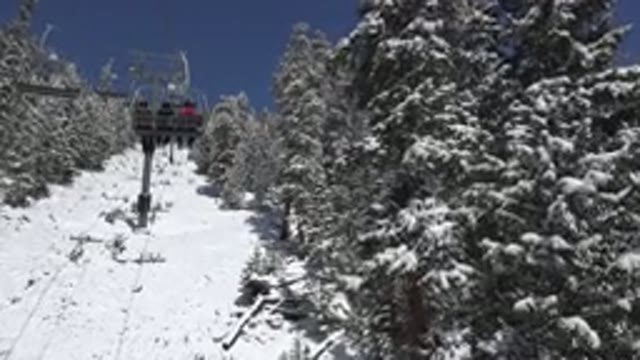 KEYSTONE COLORADO-2015: People Travel On The Ski Lift In The Middle Of The Snowy Mountain
