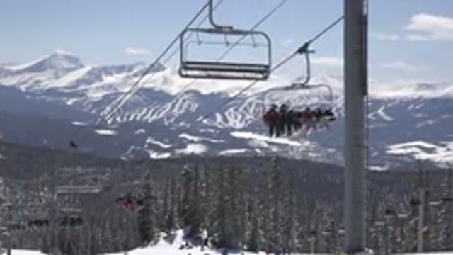 KEYSTONE COLORADO-2015: Ski Slopes On Snowy Winter Morning With Bundle Of Winter Gear