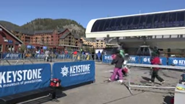 KEYSTONE COLORADO-2015: Snowboarders Gathering At Chair Lift