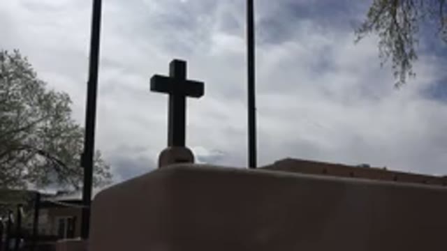 TAOS NEW MEXICO-2015: Black Cross At The Top of A Chapel